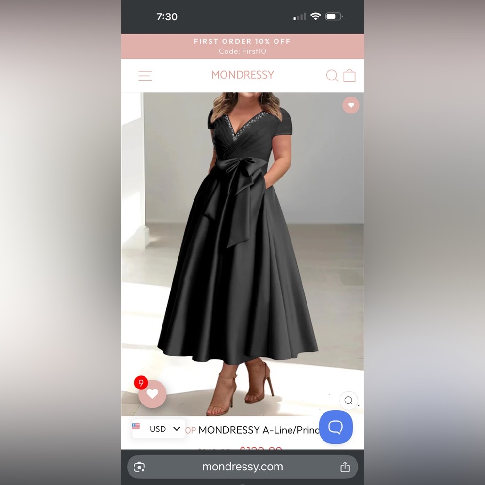 Sophisticated Black A-Line Cocktail Dress by Mondressy.